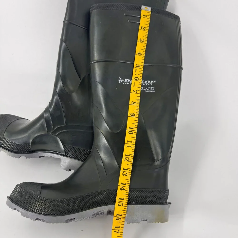 Dunlop Mens Steel Toe Rubber Work Boots Black Grey Made in USA Size 9 ASTM F2413